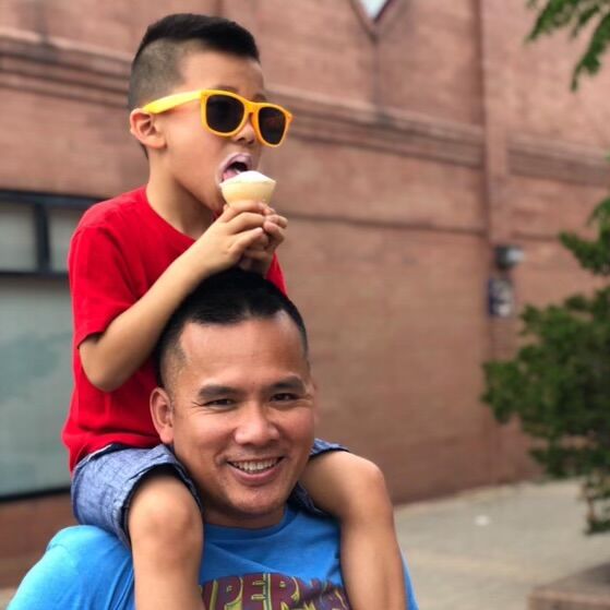 Peter C. Au with son Cameron.